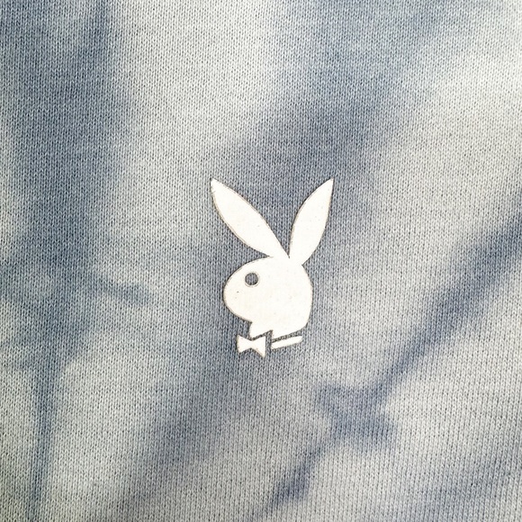 Playboy x PacSun Spiral Tie Dye Bunny Hoodie Blue Women’s Sz S - Picture 7 of 11
